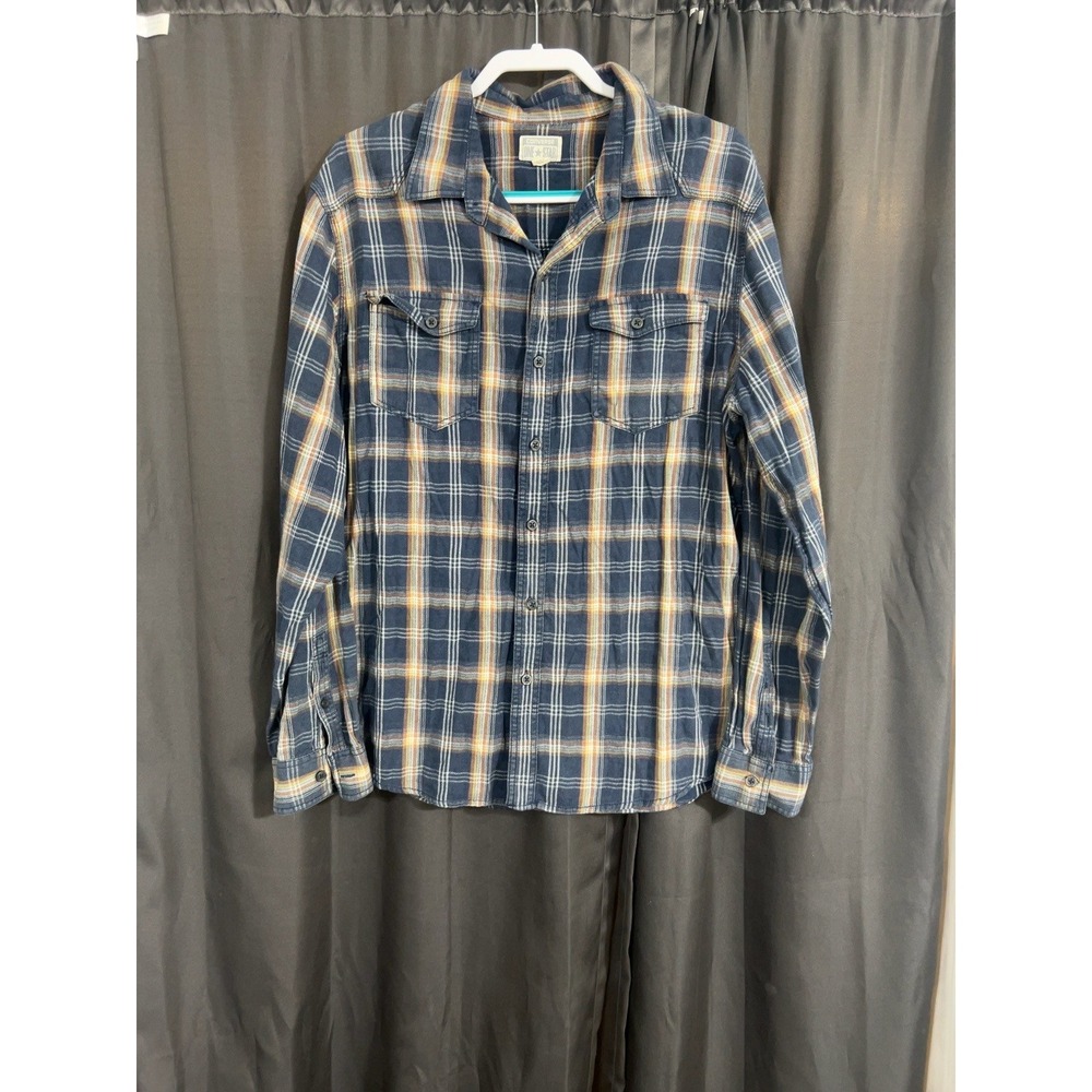 Converse One Star Mens XL Blue Plaid Flannel Shirt Long Sleeve Cotton Button Up